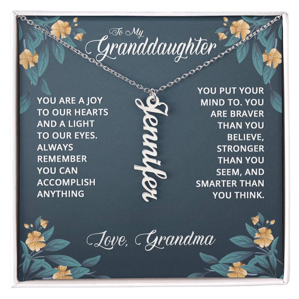 Vertical Name Necklace  - To My Granddaughter