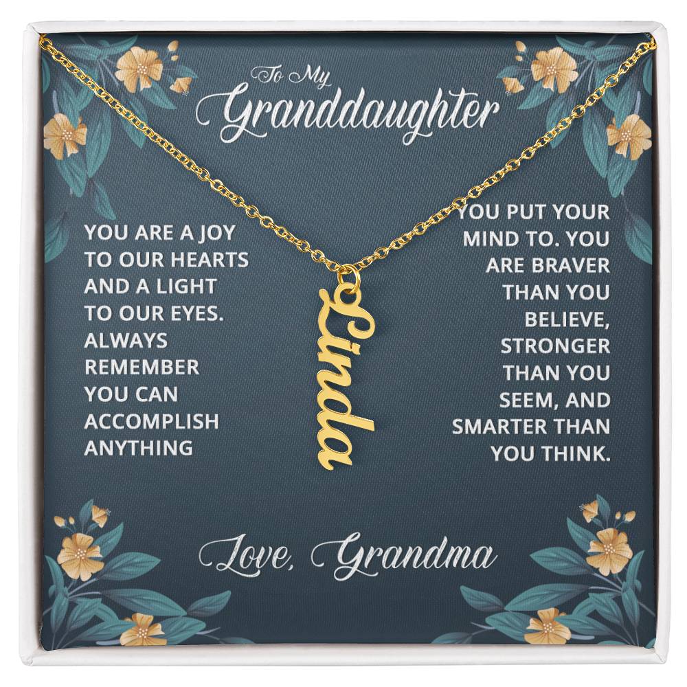 Vertical Name Necklace  - To My Granddaughter