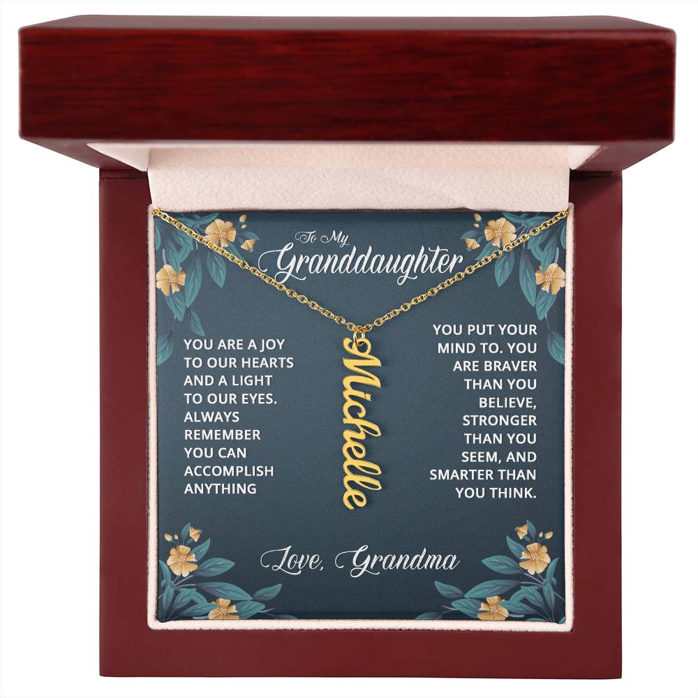 Vertical Name Necklace  - To My Granddaughter