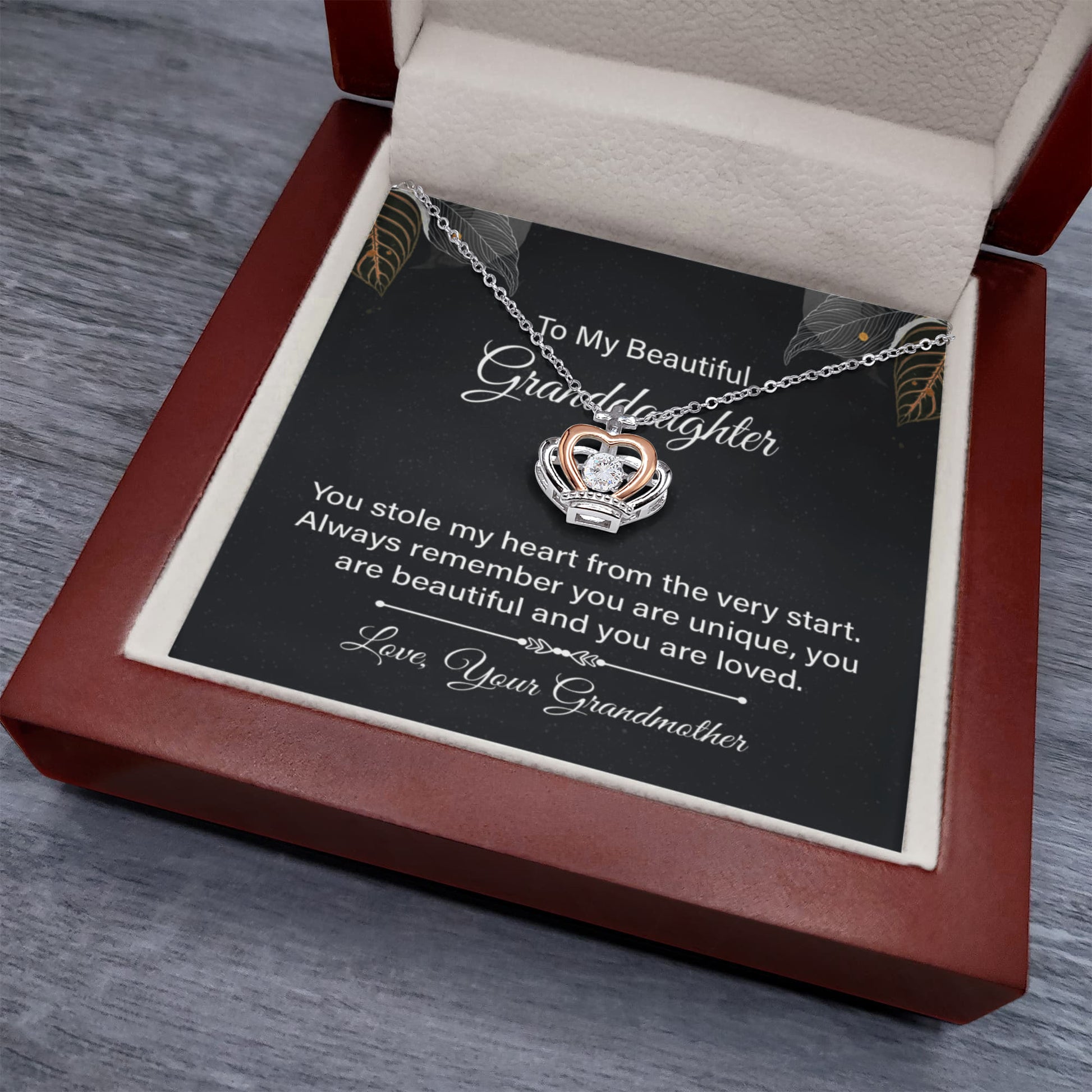 Crown Pendant Necklace - To My Beautiful Granddaughter