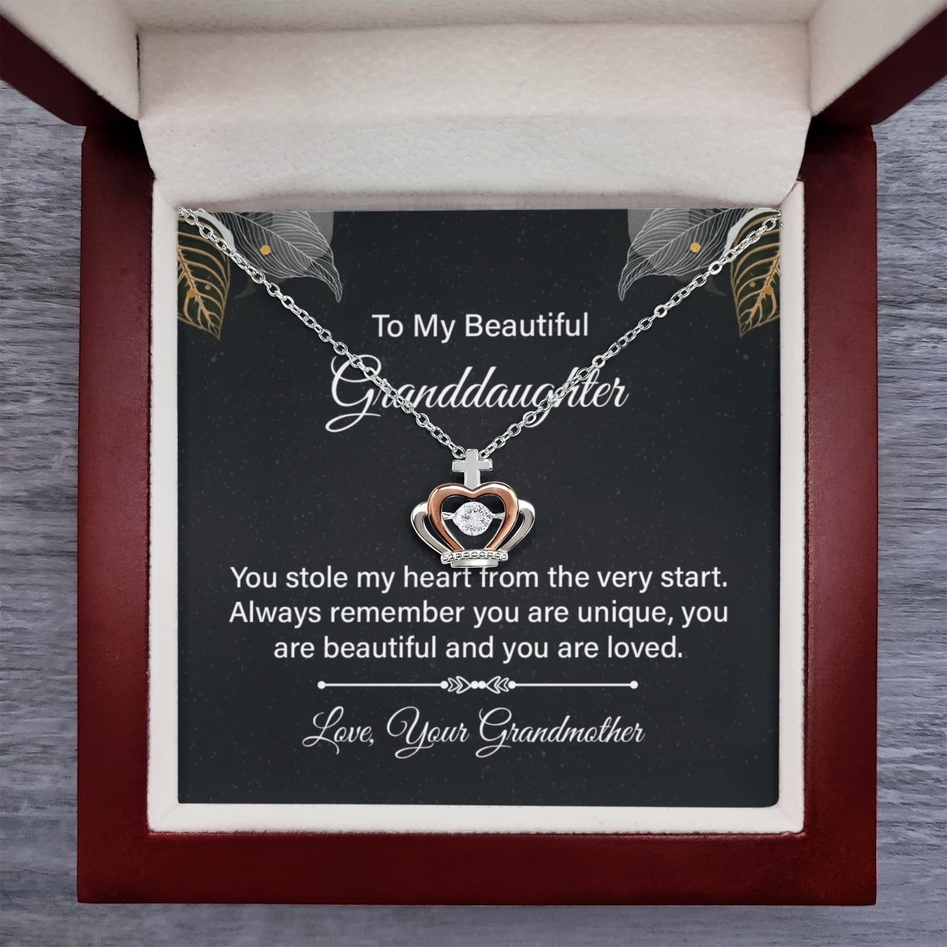 Crown Pendant Necklace - To My Beautiful Granddaughter