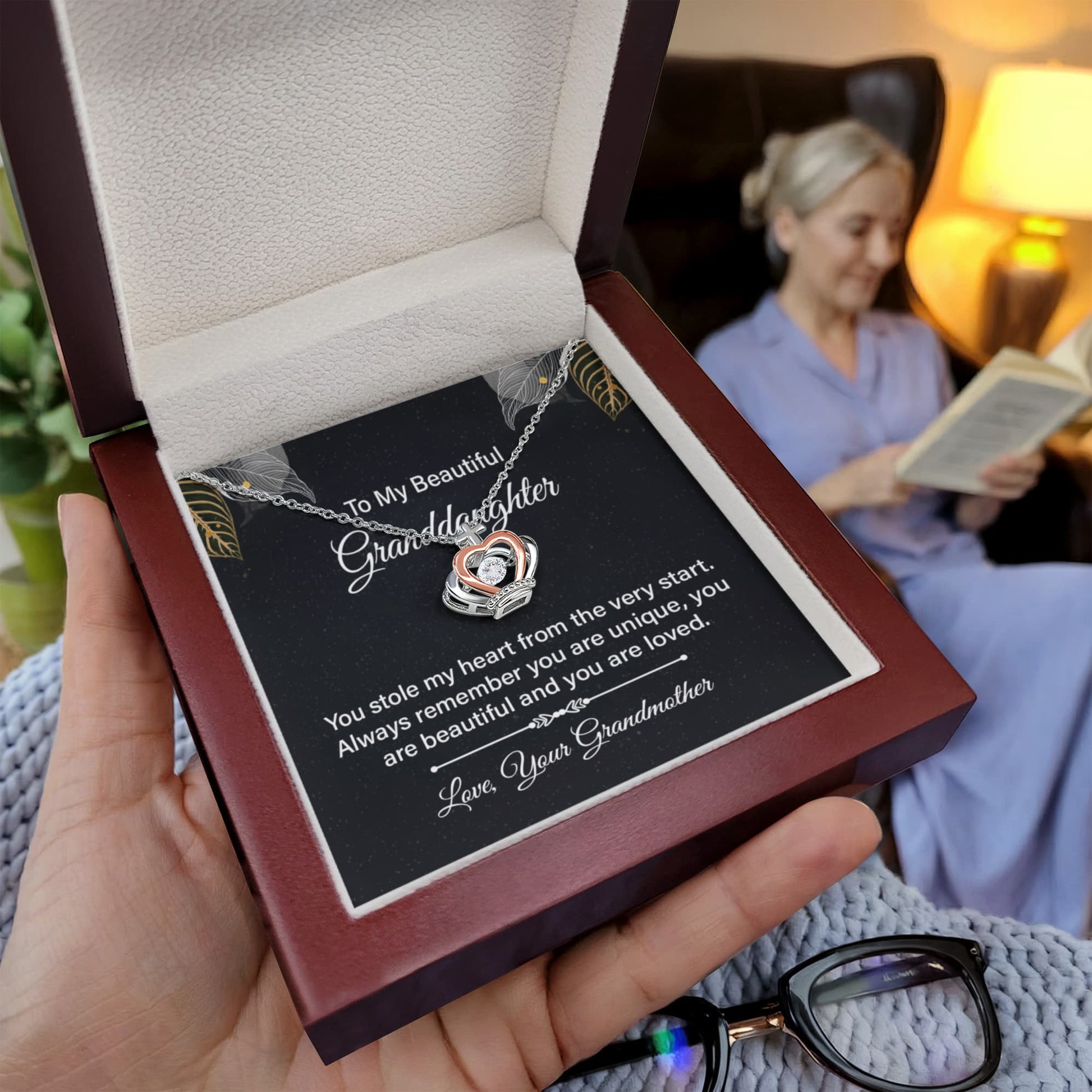 Crown Pendant Necklace - To My Beautiful Granddaughter